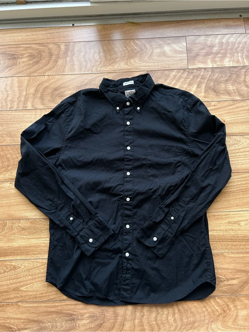 J.Crew Slim Untucked Secret Wash Black Poplin Button Up Shirt
